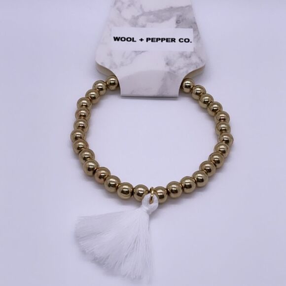 NWT Wool + Pepper Co. Gold Tassel Bracelet - Picture 1 of 6